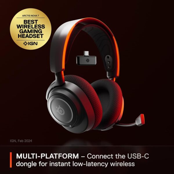 SteelSeries Arctis Nova 7 Wireless Multi-Platform Gaming Headset - Neodymium Magnetic Drivers - Dual Wireless 2.4GHz & Bluetooth - 38Hr USB-C Battery - ClearCast Gen2 AI Mic - PC, PS5, Switch, Mobile - Image 2