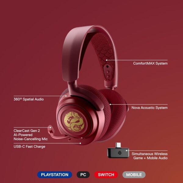 SteelSeries Arctis Nova 7 Wireless Multi-Platform Gaming Headset - Neodymium Magnetic Drivers - Dual Wireless 2.4GHz & Bluetooth - 38Hr USB-C Battery - ClearCast Gen2 AI Mic - PC, PS5, Switch, Mobile - Image 47