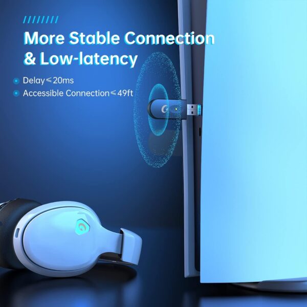 Gvyugke Gaming headset, 2.4GHz Wireless Gaming Headphone for PS4, PS5, PC, Mac, 5.2 Bluetooth Headphone with Detachable Noise Canceling 3D Microphone, 3.5mm Wired Mode for Xbox Series - Image 2