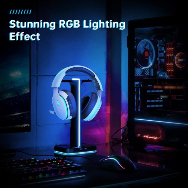 Gvyugke Gaming headset, 2.4GHz Wireless Gaming Headphone for PS4, PS5, PC, Mac, 5.2 Bluetooth Headphone with Detachable Noise Canceling 3D Microphone, 3.5mm Wired Mode for Xbox Series - Image 7