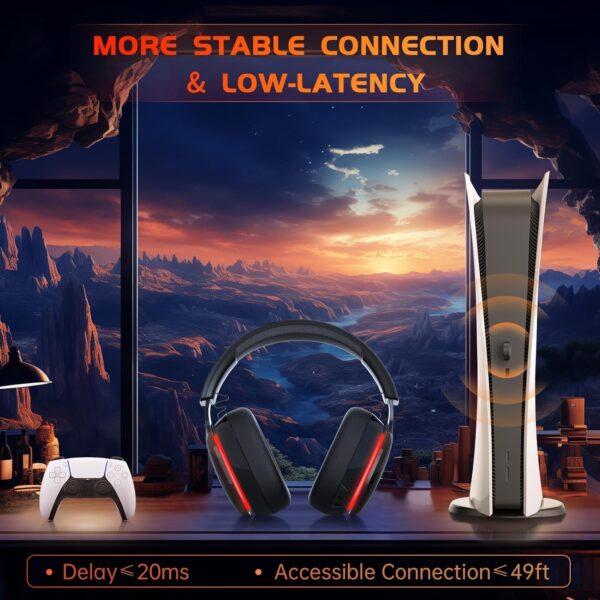 Gvyugke Gaming headset, 2.4GHz Wireless Gaming Headphone for PS4, PS5, PC, Mac, 5.2 Bluetooth Headphone with Detachable Noise Canceling 3D Microphone, 3.5mm Wired Mode for Xbox Series - Image 10