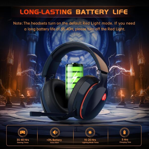Gvyugke Gaming headset, 2.4GHz Wireless Gaming Headphone for PS4, PS5, PC, Mac, 5.2 Bluetooth Headphone with Detachable Noise Canceling 3D Microphone, 3.5mm Wired Mode for Xbox Series - Image 13
