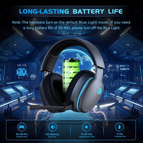 Gvyugke Gaming headset, 2.4GHz Wireless Gaming Headphone for PS4, PS5, PC, Mac, 5.2 Bluetooth Headphone with Detachable Noise Canceling 3D Microphone, 3.5mm Wired Mode for Xbox Series - Image 23