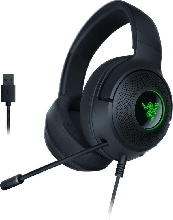 Razer Kraken V3 X USB - Wired USB Gaming Headset (ultra-lightweight at 285g, TriForce 40 mm drivers, HyperClear Cardioid Microphone, 7.1 surround sound, Chroma RGB) Black
