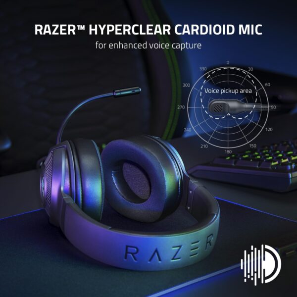 Razer Kraken V3 X USB - Wired USB Gaming Headset (ultra-lightweight at 285g, TriForce 40 mm drivers, HyperClear Cardioid Microphone, 7.1 surround sound, Chroma RGB) Black - Image 5