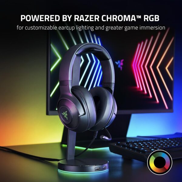 Razer Kraken V3 X USB - Wired USB Gaming Headset (ultra-lightweight at 285g, TriForce 40 mm drivers, HyperClear Cardioid Microphone, 7.1 surround sound, Chroma RGB) Black - Image 8