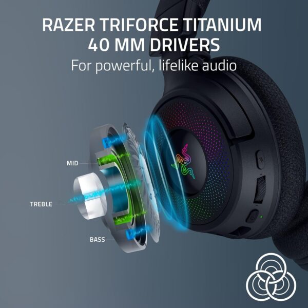 Razer Kraken V3 X USB - Wired USB Gaming Headset (ultra-lightweight at 285g, TriForce 40 mm drivers, HyperClear Cardioid Microphone, 7.1 surround sound, Chroma RGB) Black - Image 25