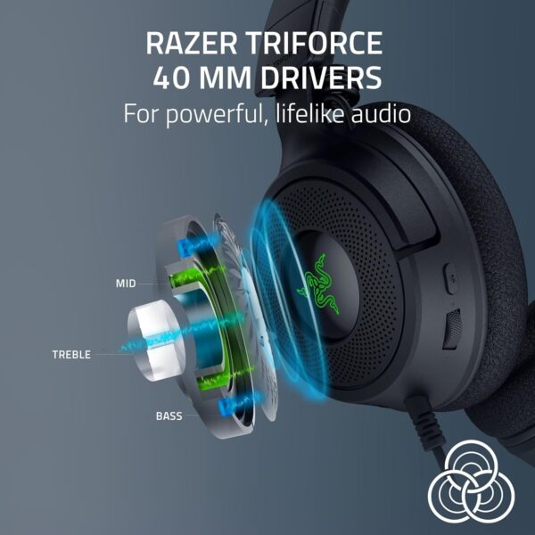 Razer Kraken V3 X USB - Wired USB Gaming Headset (ultra-lightweight at 285g, TriForce 40 mm drivers, HyperClear Cardioid Microphone, 7.1 surround sound, Chroma RGB) Black - Image 33