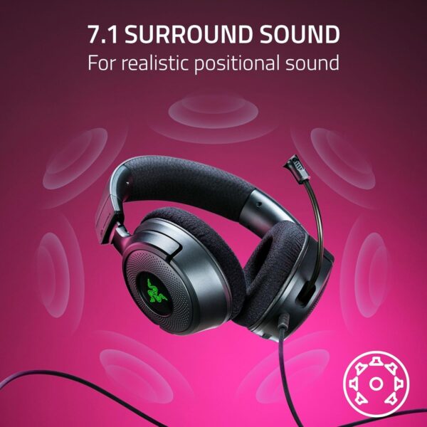 Razer Kraken V3 X USB - Wired USB Gaming Headset (ultra-lightweight at 285g, TriForce 40 mm drivers, HyperClear Cardioid Microphone, 7.1 surround sound, Chroma RGB) Black - Image 35