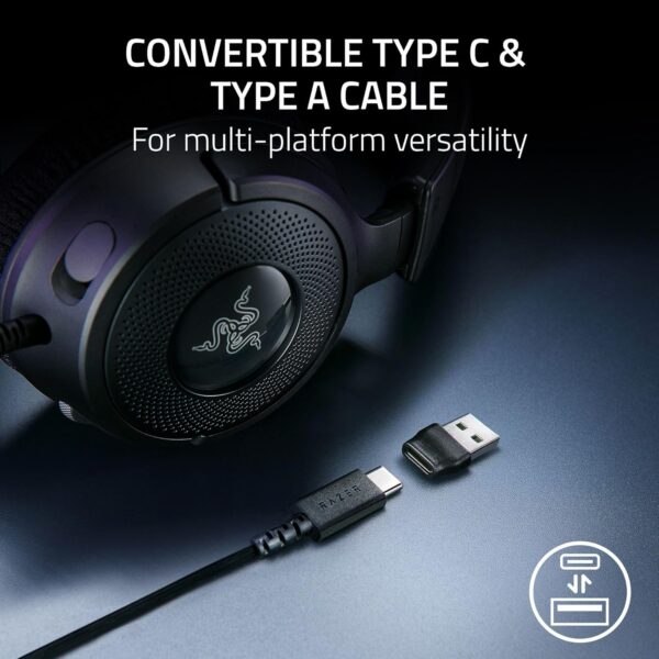 Razer Kraken V3 X USB - Wired USB Gaming Headset (ultra-lightweight at 285g, TriForce 40 mm drivers, HyperClear Cardioid Microphone, 7.1 surround sound, Chroma RGB) Black - Image 37