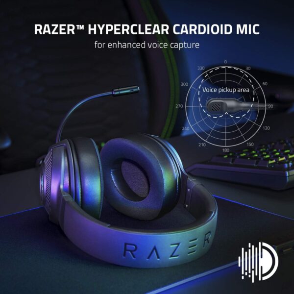 Razer Kraken V3 X USB - Wired USB Gaming Headset (ultra-lightweight at 285g, TriForce 40 mm drivers, HyperClear Cardioid Microphone, 7.1 surround sound, Chroma RGB) Black - Image 85