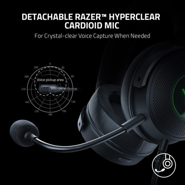 Razer Kraken V3 X USB - Wired USB Gaming Headset (ultra-lightweight at 285g, TriForce 40 mm drivers, HyperClear Cardioid Microphone, 7.1 surround sound, Chroma RGB) Black - Image 155