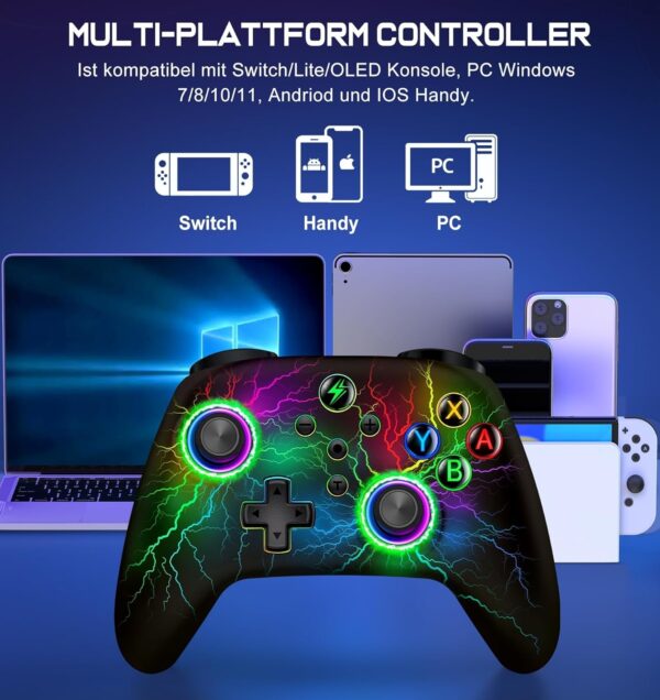 HELLCOOL Switch Controller - Wireless Controller for Switch, Controllers Switch with Cool RGB, Macro/Turbo Function, Precise Motion Control, Compatible with Switch/Lite/OLED Console - Image 4