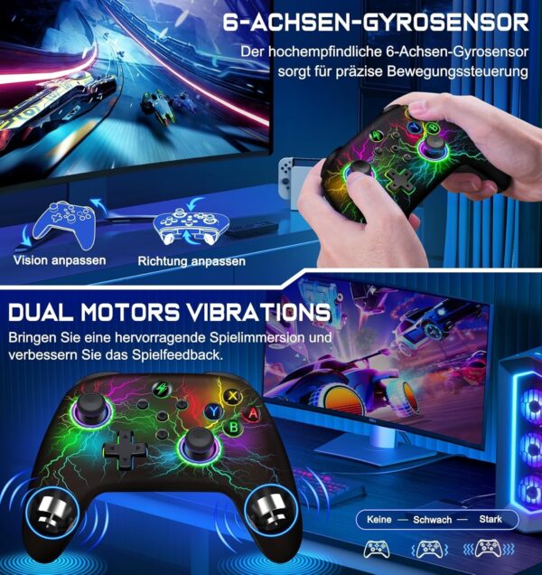 HELLCOOL Switch Controller - Wireless Controller for Switch, Controllers Switch with Cool RGB, Macro/Turbo Function, Precise Motion Control, Compatible with Switch/Lite/OLED Console - Image 6