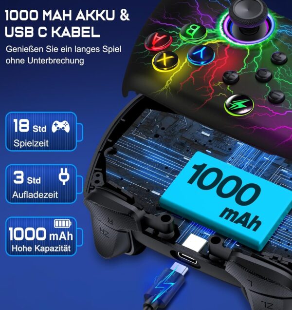 HELLCOOL Switch Controller - Wireless Controller for Switch, Controllers Switch with Cool RGB, Macro/Turbo Function, Precise Motion Control, Compatible with Switch/Lite/OLED Console - Image 7