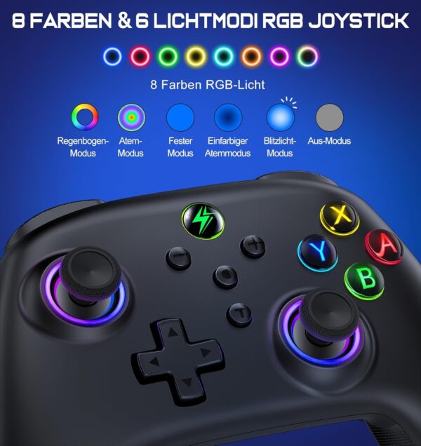 HELLCOOL Switch Controller - Wireless Controller for Switch, Controllers Switch with Cool RGB, Macro/Turbo Function, Precise Motion Control, Compatible with Switch/Lite/OLED Console - Image 16