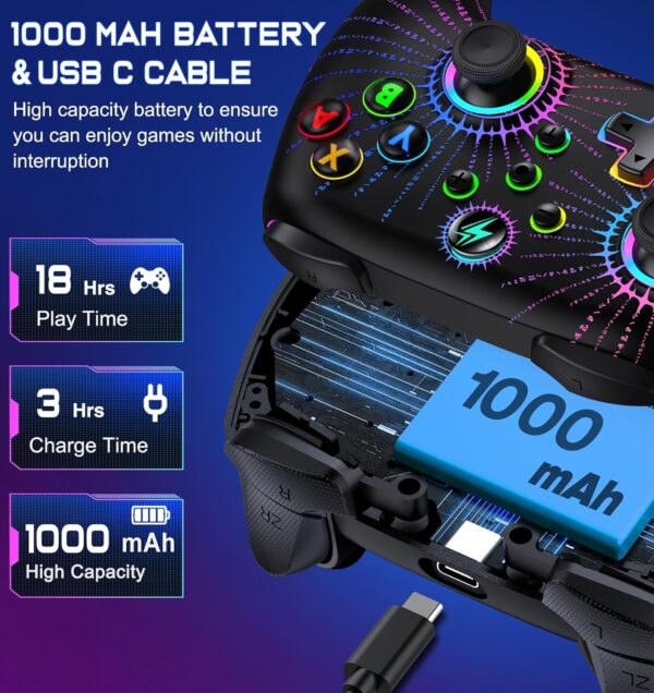HELLCOOL Switch Controller - Wireless Controller for Switch, Controllers Switch with Cool RGB, Macro/Turbo Function, Precise Motion Control, Compatible with Switch/Lite/OLED Console - Image 26