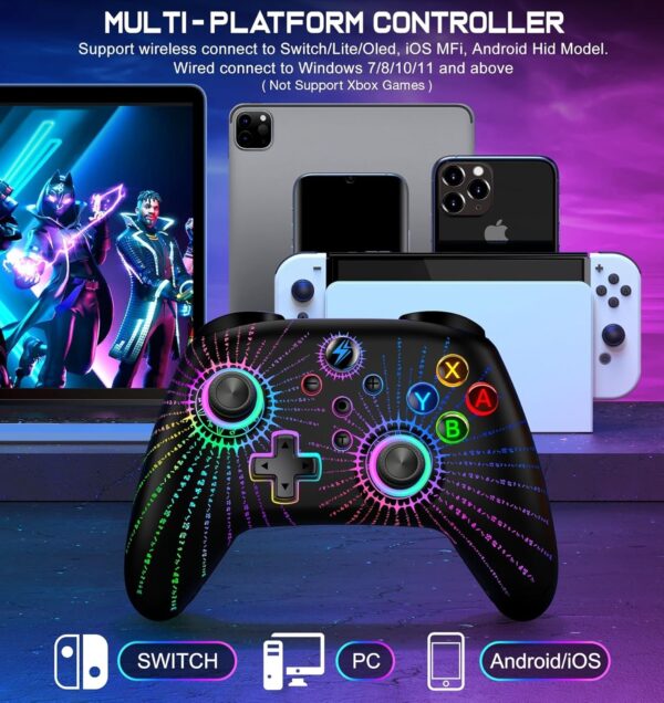 HELLCOOL Switch Controller - Wireless Controller for Switch, Controllers Switch with Cool RGB, Macro/Turbo Function, Precise Motion Control, Compatible with Switch/Lite/OLED Console - Image 28