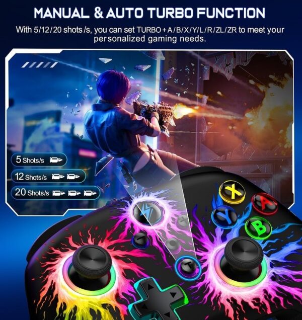 HELLCOOL Switch Controller - Wireless Controller for Switch, Controllers Switch with Cool RGB, Macro/Turbo Function, Precise Motion Control, Compatible with Switch/Lite/OLED Console - Image 31