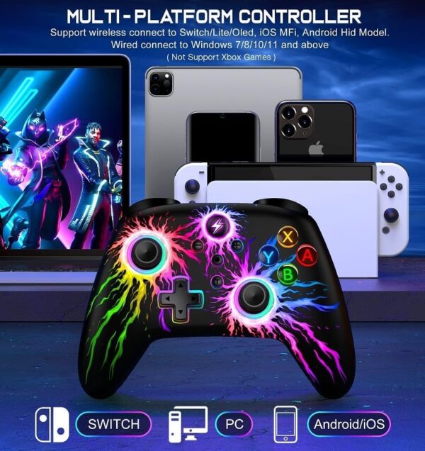 HELLCOOL Switch Controller - Wireless Controller for Switch, Controllers Switch with Cool RGB, Macro/Turbo Function, Precise Motion Control, Compatible with Switch/Lite/OLED Console - Image 35
