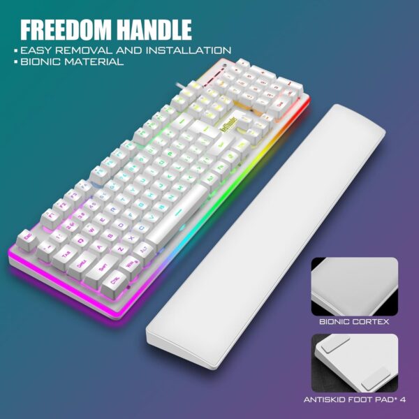 RedThunder K10 Wired Gaming Keyboard and Mouse Combo, UK Layout, True RGB Backlight, Soft Leather Wrist Rest, Mechanical Feel Ergonomic Anti-Ghosting Keyboard + 7D 7200 DPI Mouse for PC, Mac (Black) - Image 11