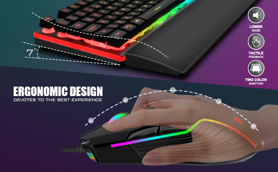 Ergonomic keyboard and mouse