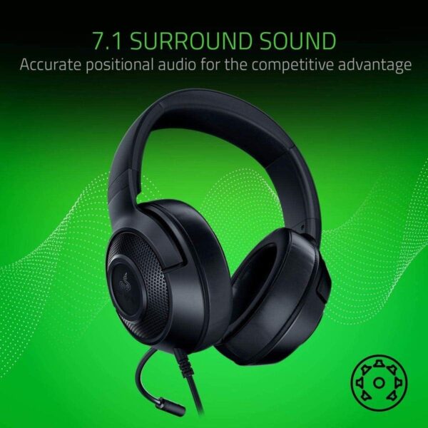 Razer Kraken X Lite - Corded Ultralight Gaming-Headset with Surround Sound, Lightweight Aluminum Frame (Bendable Cardioid Microphone, for PC, PS4, PS5, Switch, Xbox X|S, 3,5mm Jack) Black - Image 3