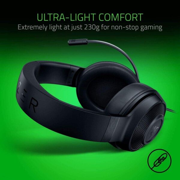 Razer Kraken X Lite - Corded Ultralight Gaming-Headset with Surround Sound, Lightweight Aluminum Frame (Bendable Cardioid Microphone, for PC, PS4, PS5, Switch, Xbox X|S, 3,5mm Jack) Black - Image 5