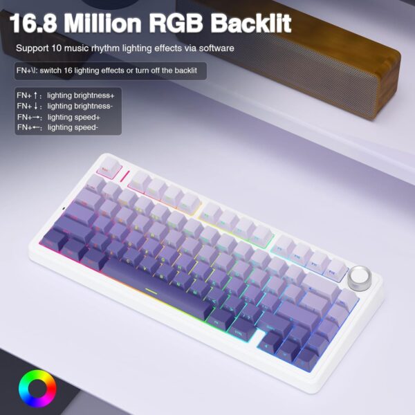 AULA F75 75% Wireless Mechanical Keyboard,Gasket Hot Swappable Custom Keyboard,Pre-lubed Greywood Switches RGB Backlit Gaming Keyboard,2.4GHz/Type-C/BT5.0 Keyboard (Cool Black) - Image 22