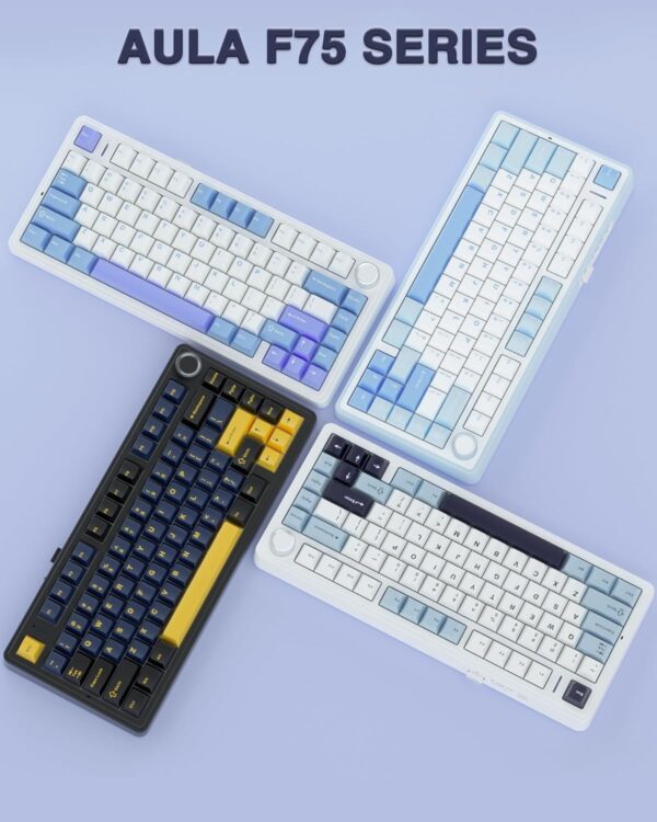 AULA F75 75% Wireless Mechanical Keyboard,Gasket Hot Swappable Custom Keyboard,Pre-lubed Greywood Switches RGB Backlit Gaming Keyboard,2.4GHz/Type-C/BT5.0 Keyboard (Cool Black) - Image 49