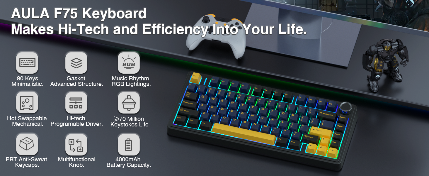 AULA F75 Keyboard，gaming keyboard 
