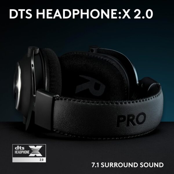 Logitech G PRO X Gaming-Headset, Corded, Over-Ear Headphones with Blue VO!CE Mic, DTS Headphone:X 7.1, 50mm PRO-G Drivers, 7.1 Surround Sound for esports Gaming, PC/PS/Xbox/Nintendo Switch - Black - Image 12