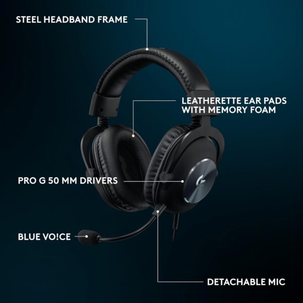 Logitech G PRO X Gaming-Headset, Corded, Over-Ear Headphones with Blue VO!CE Mic, DTS Headphone:X 7.1, 50mm PRO-G Drivers, 7.1 Surround Sound for esports Gaming, PC/PS/Xbox/Nintendo Switch - Black - Image 17
