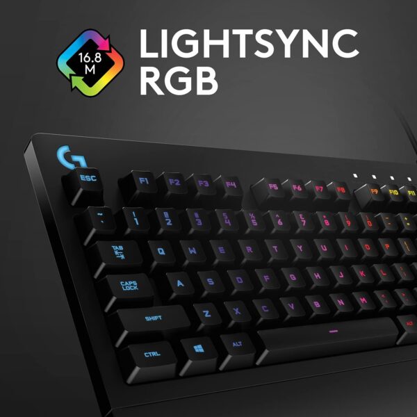 Logitech G G213 Prodigy Gaming Keyboard, LIGHTSYNC RGB Backlit Keys, Spill-Resistant, Customizable Keys, Dedicated Multi-Media Keys, QWERTY UK Layout - Black - Image 4