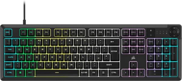 Corsair K55 CORE RGB Membrane Wired Gaming Keyboard – Quiet, Responsive Switches – Spill Resistance – Ten-Zone RGB – Media Keys – iCUE Compatible – QWERTY UK – PC, Mac – Black