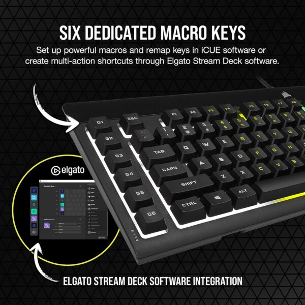 Corsair K55 CORE RGB Membrane Wired Gaming Keyboard – Quiet, Responsive Switches – Spill Resistance – Ten-Zone RGB – Media Keys – iCUE Compatible – QWERTY UK – PC, Mac – Black - Image 13