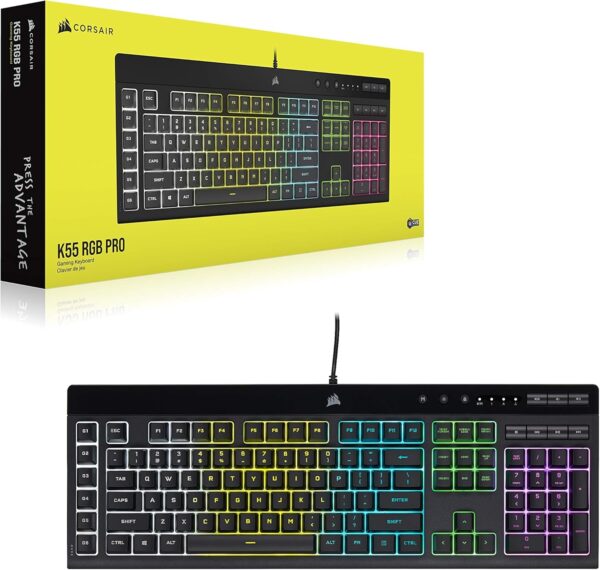 Corsair K55 CORE RGB Membrane Wired Gaming Keyboard – Quiet, Responsive Switches – Spill Resistance – Ten-Zone RGB – Media Keys – iCUE Compatible – QWERTY UK – PC, Mac – Black - Image 17
