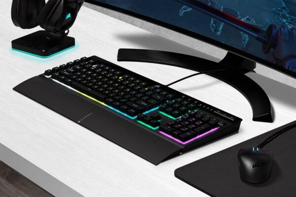 Corsair K55 CORE RGB Membrane Wired Gaming Keyboard – Quiet, Responsive Switches – Spill Resistance – Ten-Zone RGB – Media Keys – iCUE Compatible – QWERTY UK – PC, Mac – Black - Image 23