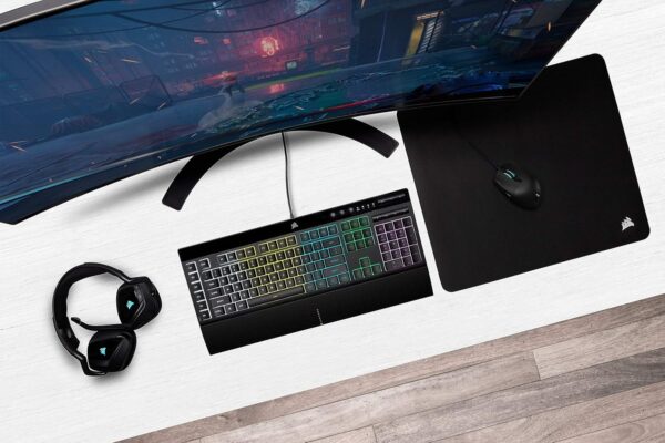 Corsair K55 CORE RGB Membrane Wired Gaming Keyboard – Quiet, Responsive Switches – Spill Resistance – Ten-Zone RGB – Media Keys – iCUE Compatible – QWERTY UK – PC, Mac – Black - Image 25