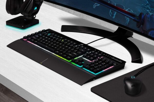 Corsair K55 CORE RGB Membrane Wired Gaming Keyboard – Quiet, Responsive Switches – Spill Resistance – Ten-Zone RGB – Media Keys – iCUE Compatible – QWERTY UK – PC, Mac – Black - Image 37
