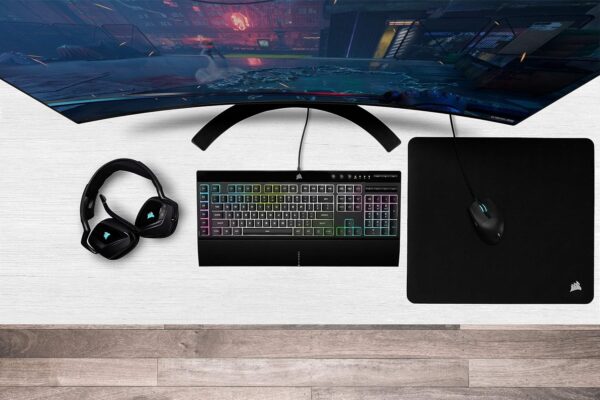 Corsair K55 CORE RGB Membrane Wired Gaming Keyboard – Quiet, Responsive Switches – Spill Resistance – Ten-Zone RGB – Media Keys – iCUE Compatible – QWERTY UK – PC, Mac – Black - Image 40