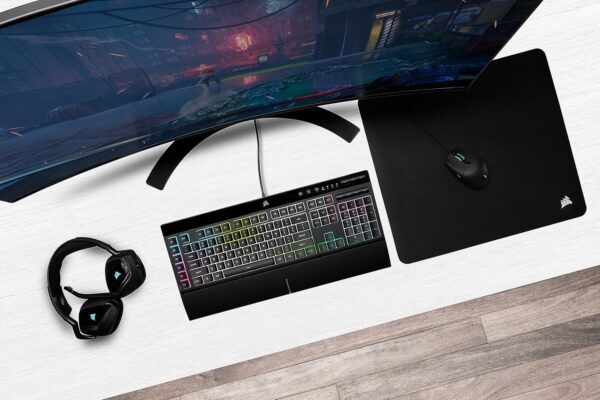 Corsair K55 CORE RGB Membrane Wired Gaming Keyboard – Quiet, Responsive Switches – Spill Resistance – Ten-Zone RGB – Media Keys – iCUE Compatible – QWERTY UK – PC, Mac – Black - Image 41