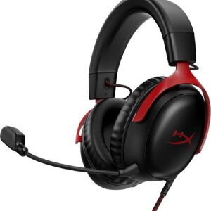 HyperX Cloud III – Wired Gaming Headset, PC, PS5, Xbox Series X|S, Angled 53mm Drivers, DTS, Memory Foam, Durable Frame, Ultra-Clear 10mm Mic, USB-C, USB-A, 3.5mm