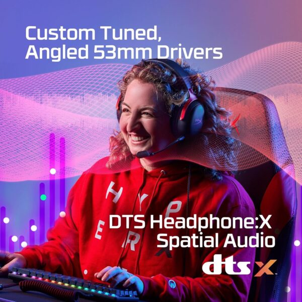 HyperX Cloud III – Wired Gaming Headset, PC, PS5, Xbox Series X|S, Angled 53mm Drivers, DTS, Memory Foam, Durable Frame, Ultra-Clear 10mm Mic, USB-C, USB-A, 3.5mm - Image 4