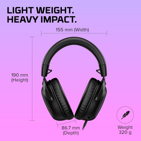 HyperX Cloud III – Wired Gaming Headset, PC, PS5, Xbox Series X|S, Angled 53mm Drivers, DTS, Memory Foam, Durable Frame, Ultra-Clear 10mm Mic, USB-C, USB-A, 3.5mm - Image 14