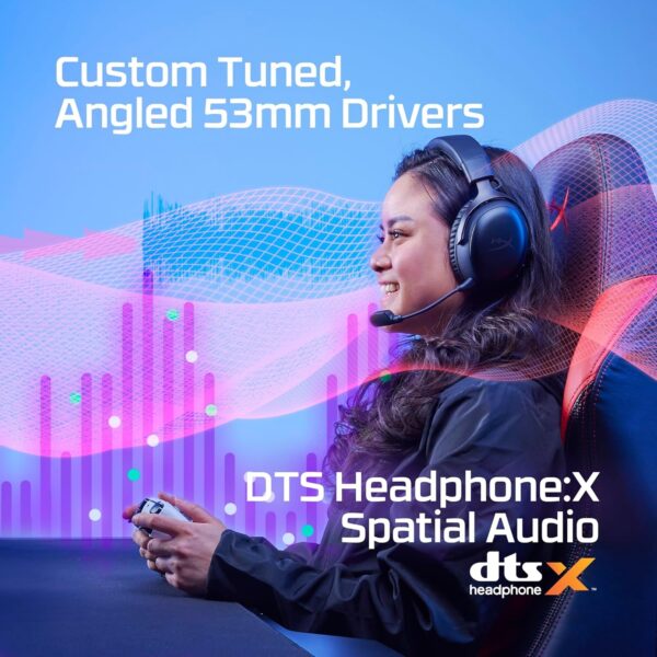 HyperX Cloud III – Wired Gaming Headset, PC, PS5, Xbox Series X|S, Angled 53mm Drivers, DTS, Memory Foam, Durable Frame, Ultra-Clear 10mm Mic, USB-C, USB-A, 3.5mm - Image 23