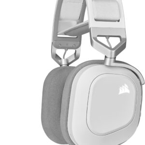 CORSAIR HS80 RGB Over ear WIRELESS Multiplatform Gaming Headset – Dolby Atmos – Omni-Directional Microphone – iCUE Compatible – PC, Mac, PS5, PS4 – White