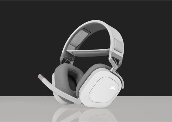 CORSAIR HS80 RGB Over ear WIRELESS Multiplatform Gaming Headset – Dolby Atmos – Omni-Directional Microphone – iCUE Compatible – PC, Mac, PS5, PS4 – White - Image 2