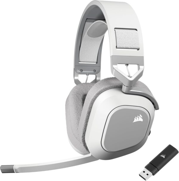 CORSAIR HS80 RGB Over ear WIRELESS Multiplatform Gaming Headset – Dolby Atmos – Omni-Directional Microphone – iCUE Compatible – PC, Mac, PS5, PS4 – White - Image 10