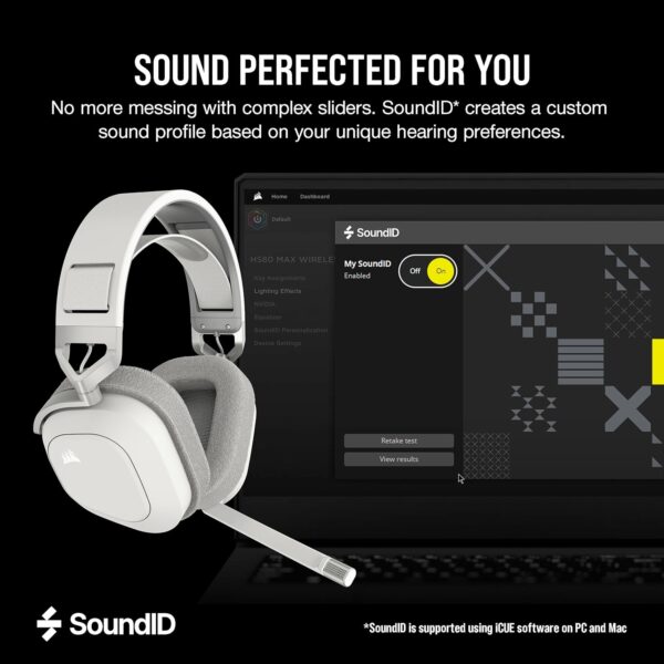 CORSAIR HS80 RGB Over ear WIRELESS Multiplatform Gaming Headset – Dolby Atmos – Omni-Directional Microphone – iCUE Compatible – PC, Mac, PS5, PS4 – White - Image 15